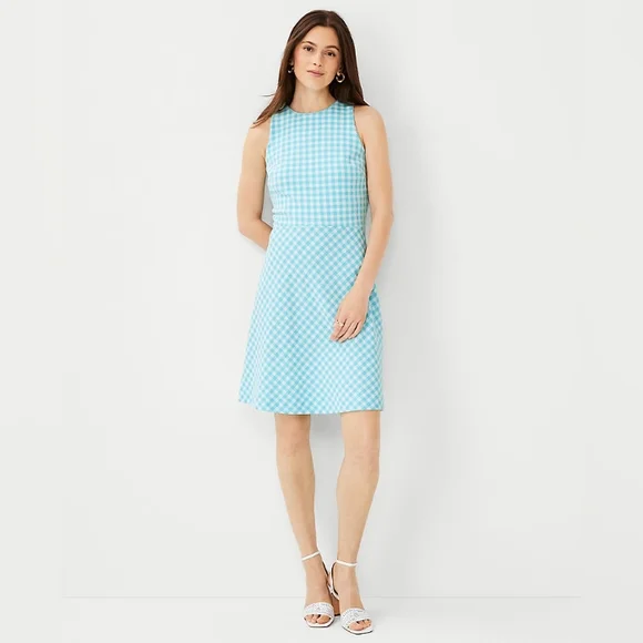 Ann Taylor Gingham Sleeveless Flare Dress Size New with Tags
